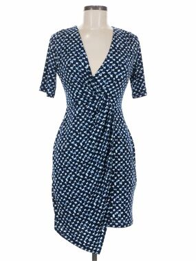 Banana Republic Navy/White Faux Wrap Dress - Small - Like New!